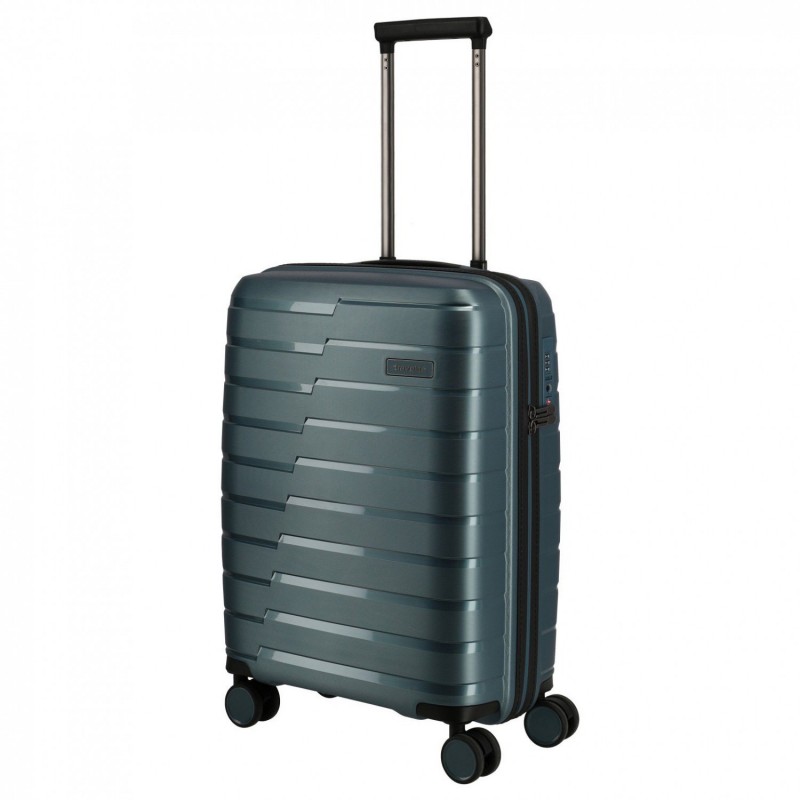 Mažas plastikinis lagaminas Travelite Air Base M Pilkai mėlynas