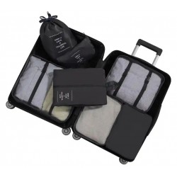 7 dalių bagažo pakavimo rinkinys - organizatorius - juodas