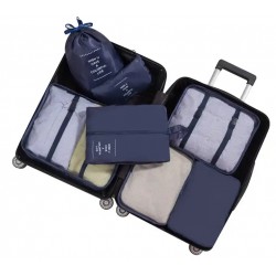 7 dalių bagažo pakavimo rinkinys - organizatorius - tamsiai mėlynas