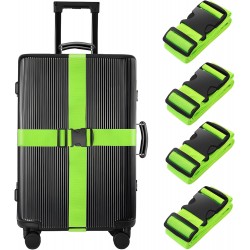 4vnt bagažo apsauginių diržų rinkinys lagaminui - žali - lagamino juostos užsegamos