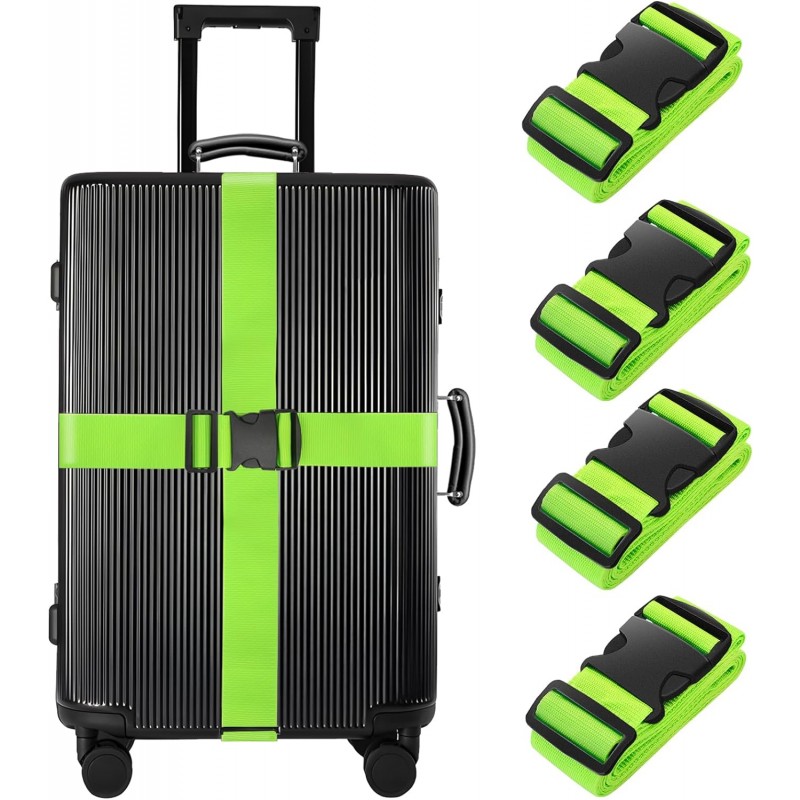 4vnt bagažo apsauginių diržų rinkinys lagaminui - žali - lagamino juostos užsegamos