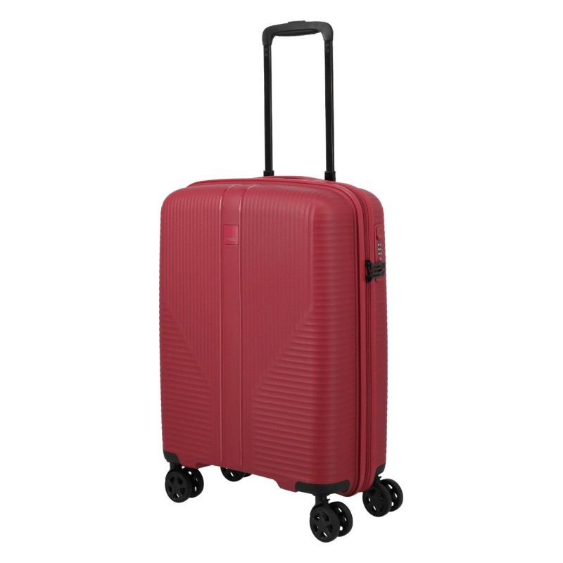 Mažas plastikinis lagaminas Travelite Air Stripe M Raudonas