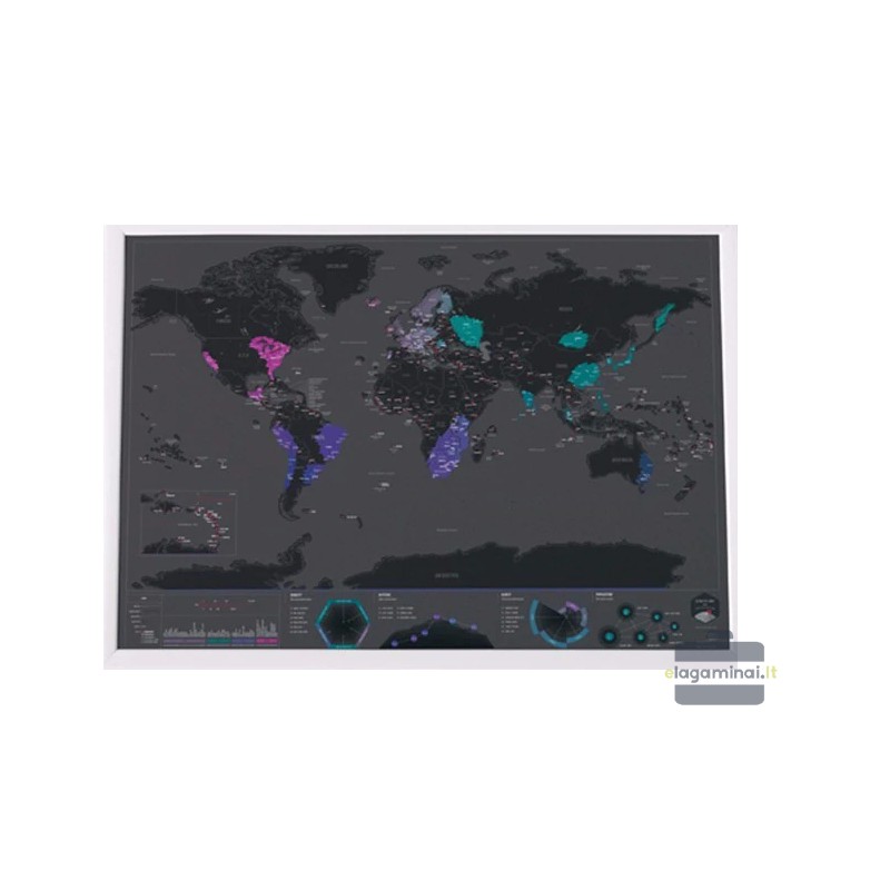 Didelis nutrinamas pasaulio žemėlapis (82x59 cm)